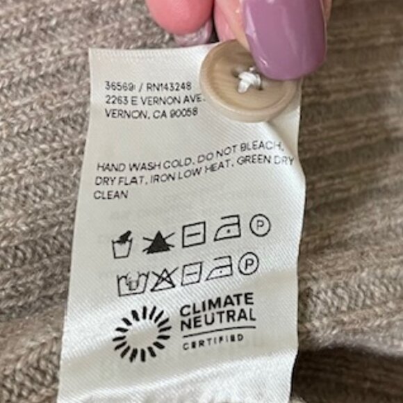 Reformation Large Oversized Fantino Cashmere Beige Collared Cardigan EUC - Picture 6 of 6